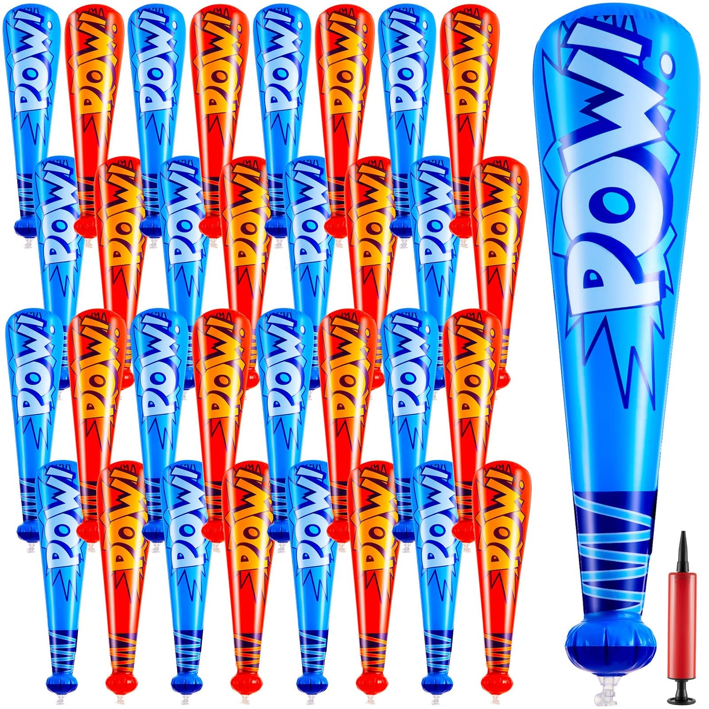 Seematn 32 Pieces Pow Inflatable Baseball Bats 17 Inch Inflatable Toy Bats For Kids Baseball Party Decoration Favor Carnival Bir