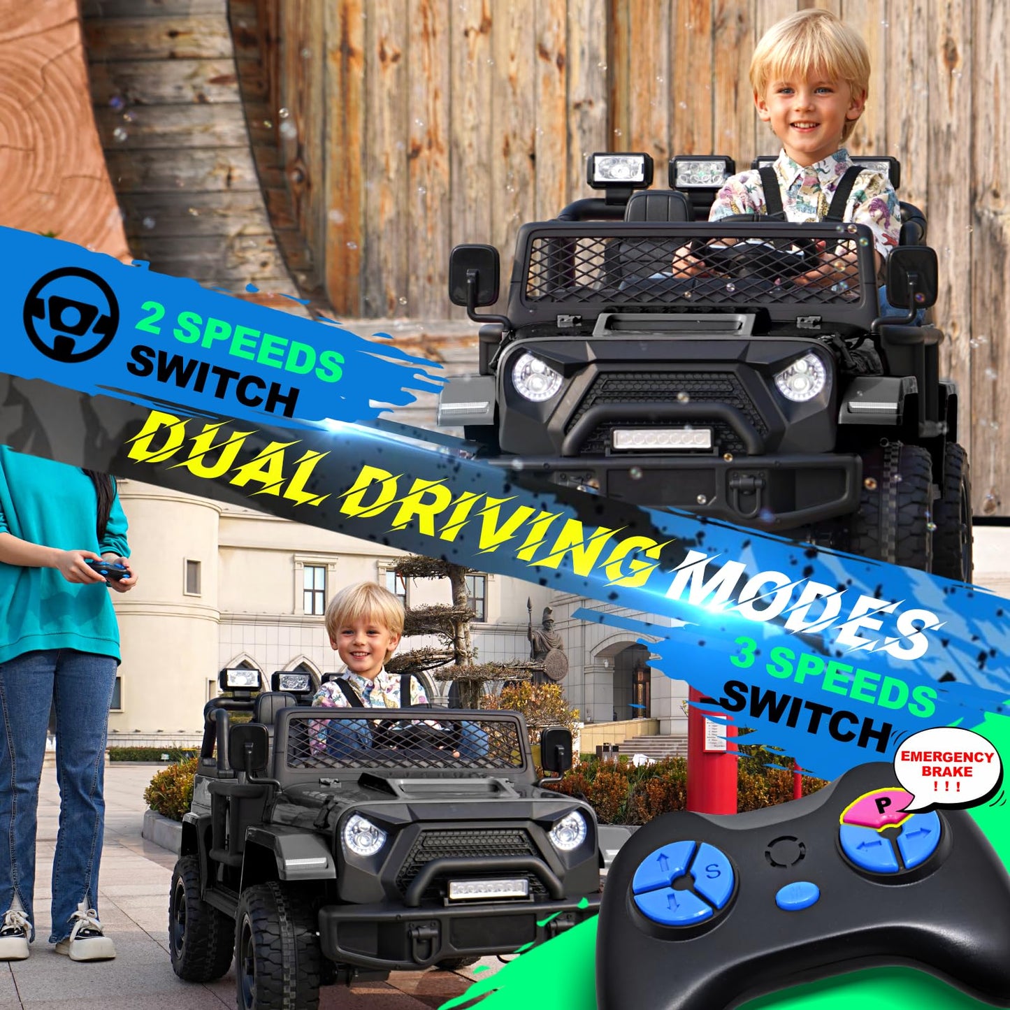 Joywhale 2 Seater 4Wd Kids Ride On Truck Car, 12V Electric Truck For Big Kids W/Remote, 10Ah Big Battery Powered Motorized Toy C