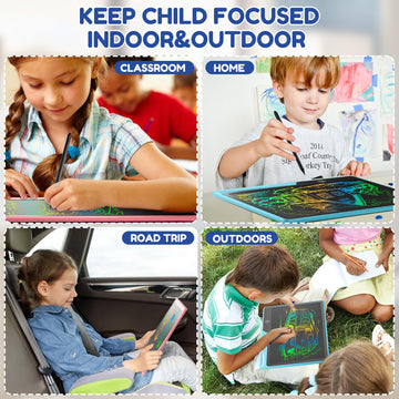 POPERFUN 2 Pack LCD Writing Tablet for Kids, 16 Inch Rechargeable Erasable Doodle Board Colorful Toddler Drawing Pads, Preschool