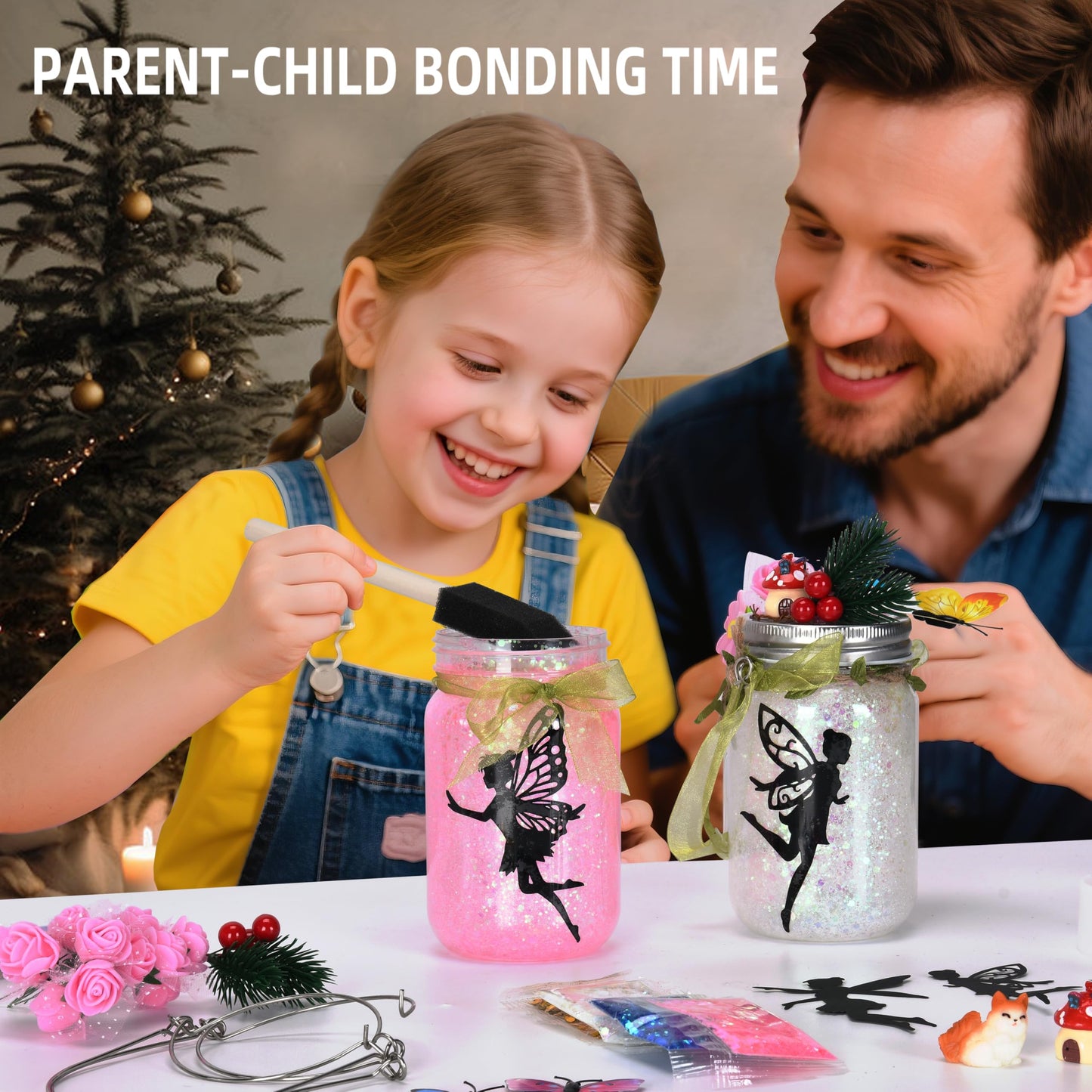 FOMOMDI DIY Fairies in a Jar, Color Changing Fairy Lantern Night Light Kit with Remote Control, Kids Girls Birthday Holiday Gift