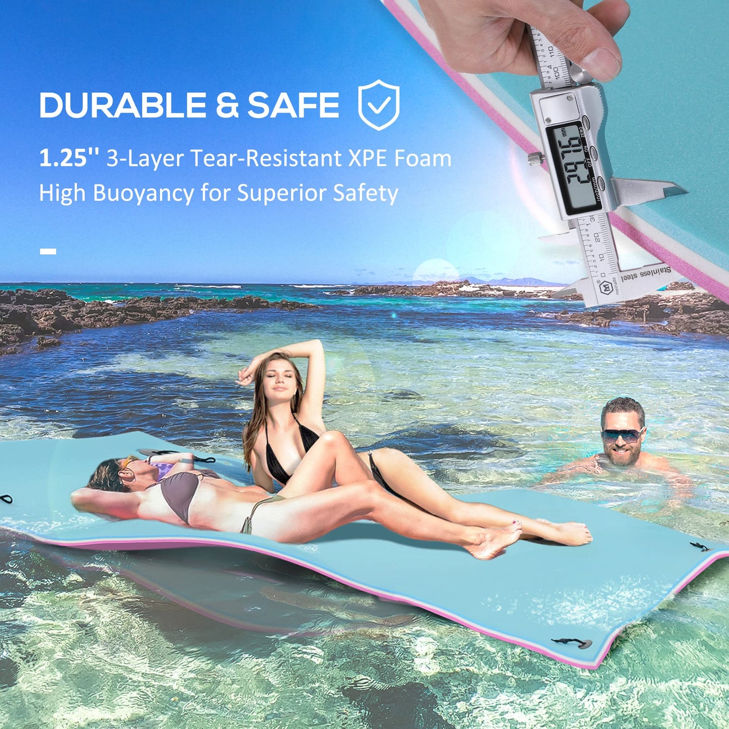 Homcom 10' X 5' Floating Mat, 3-Layer Lily Pad Swimming Pool Floating Water Mat, Thick And Durable Water Activities Mat For Lake, Oceans