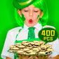 Sanwuta 400 Pieces Gold St. Patrick's Day Plastic Coins Bulk Lucky Shamrock Leprechaun Coins St Patricks Day Decorations with 3