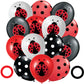 Ladybug 12'' Birthday Party Balloons 50 Pcs | Red Black Polka Dots Ladybug Design Premium Latex Balloons | Perfect For Ladybug B