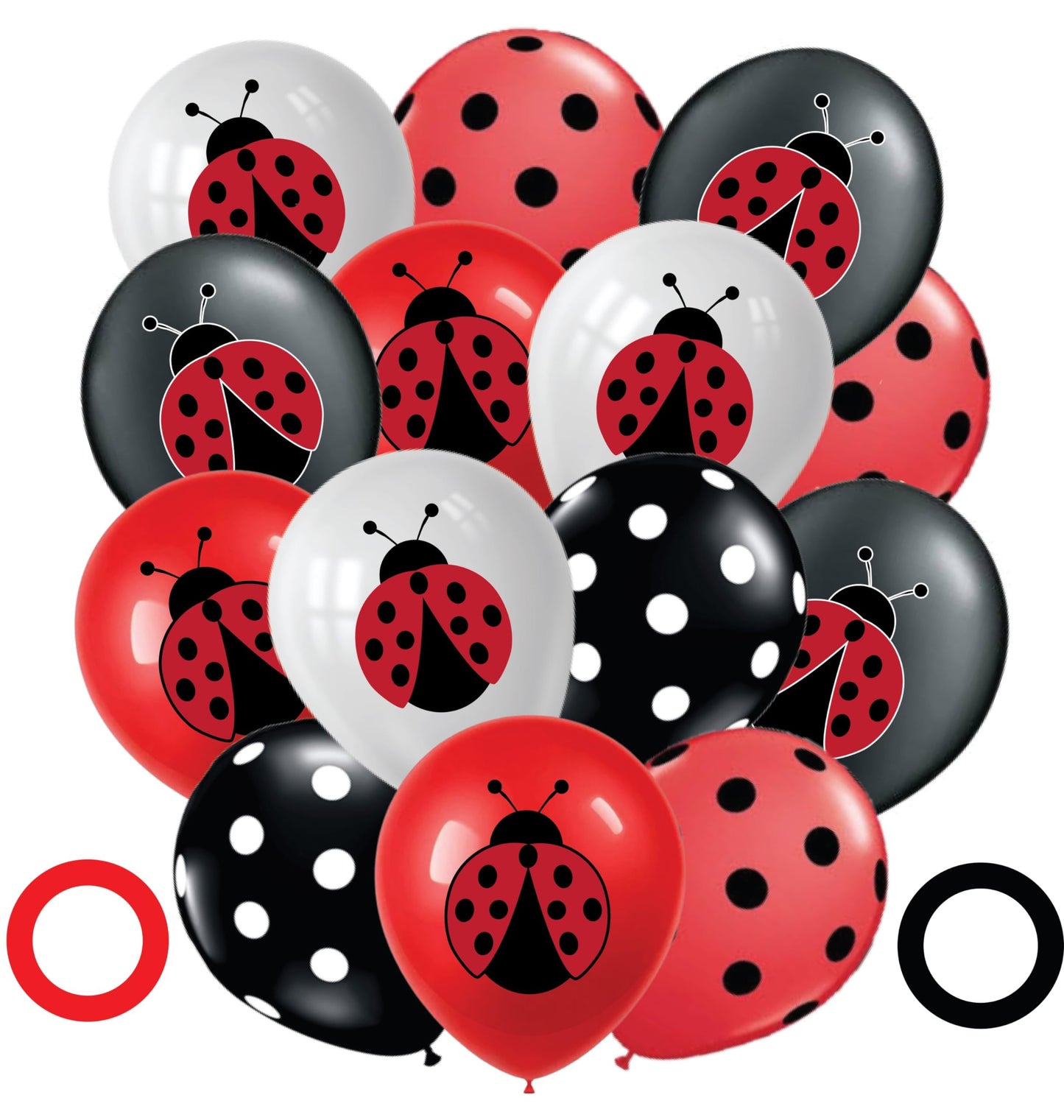 Ladybug 12'' Birthday Party Balloons 50 Pcs | Red Black Polka Dots Ladybug Design Premium Latex Balloons | Perfect For Ladybug B