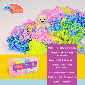 Silly Foam, Creative Modeling Foam Beads, 6 Neon Pastel Colors (Unicorn), Perfect For Preschool And Kids, Arts, Crafts, Sensory