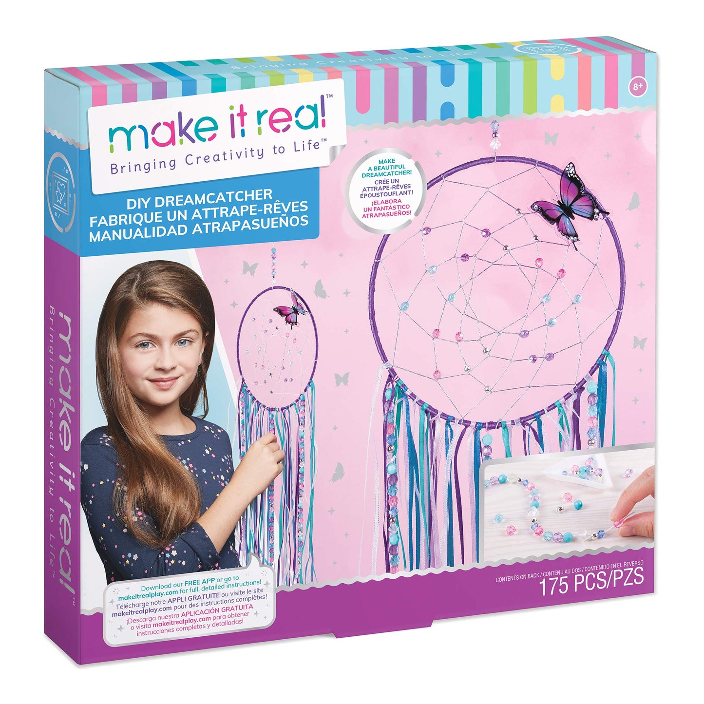 Make It Real: DIY Dreamcatcher  Purple Pink Blue Butterfly, 175 Piece AllInOne DIY Kit, Tweens & Girls, Bedroom Dcor, Arts 