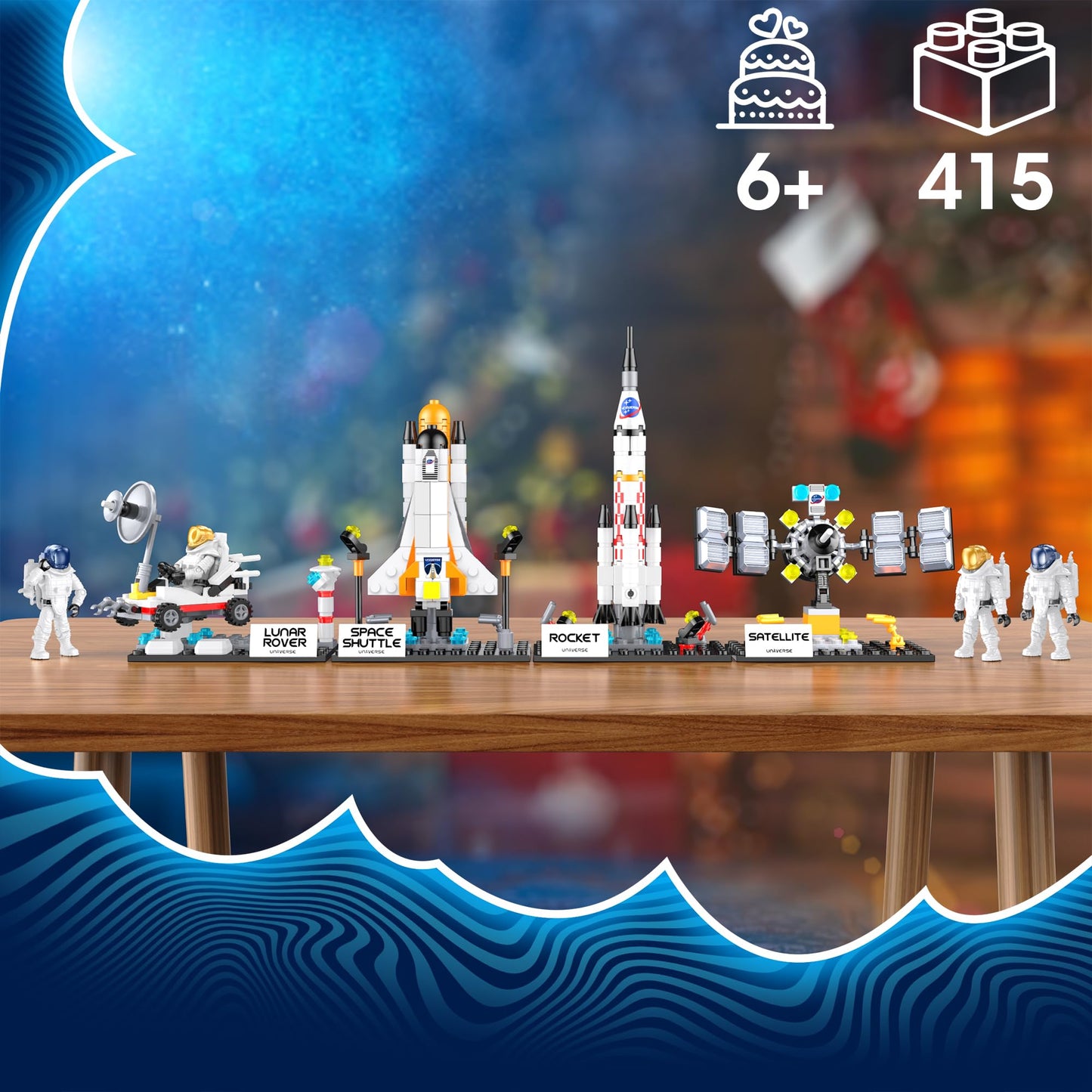 Easter Basket Essentials Stuffers Toys For Kids Boys Girls, Space Exploration Shuttle Toys For Aged 6-12, 4 In 1 Stem Rocket Building Set With 4 Astronauts, Kids Easter Hunt Party Favor Birthday Gifts