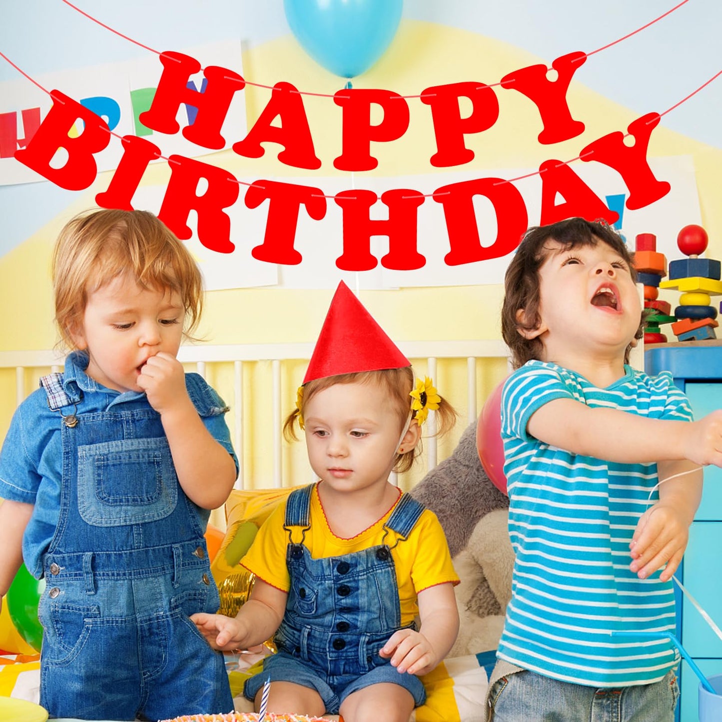 Red Happy Birthday Banner Sign Happy Birthday Bunting Banner Flag Garland For Kids Boys Baby Birthday Party Decorations Supplies
