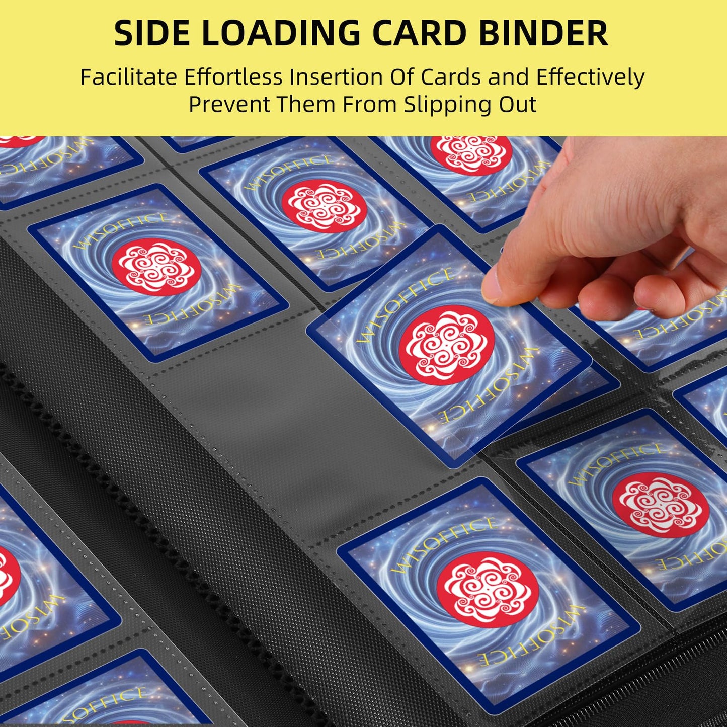 WisOffice enhanced 1000+ Pockets Trading Card Binder  16 Pockets Card Binder Ringless  Side Loading Card Collection Binder  Card Holder Folders for MTG  TCG  Yellow