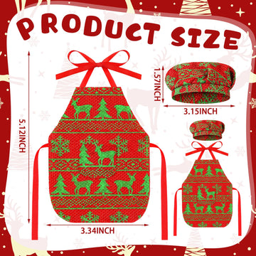 Bencailor 3 Set Christmas Elf Accessories Doll Apron Hats Set Dress Up Xmas Elf Baker Clothes Outfit Accessories For Cooking Bak
