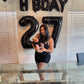 Black Number 7 Balloon 40 Inch, 7 Balloon Number, 7Th Birthday Decorations, Black Party Supplies For Boys Girls