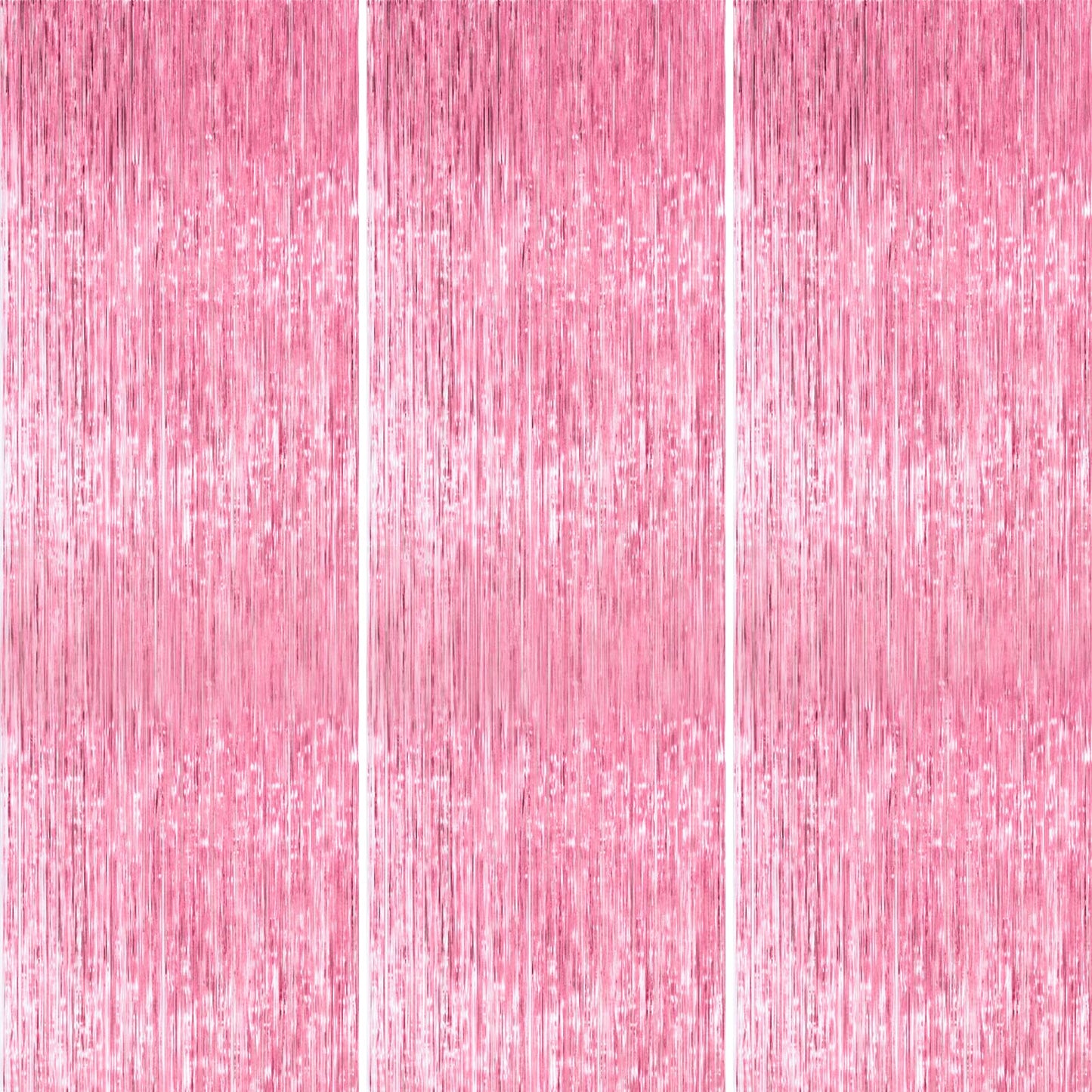 PartyWoo Pink Streamers Foil Fringe Curtain Backdrop 3Pcs 8.2ft Pastel Baby Light Pink Tinsel Backdrop for Princess Girls Baby S