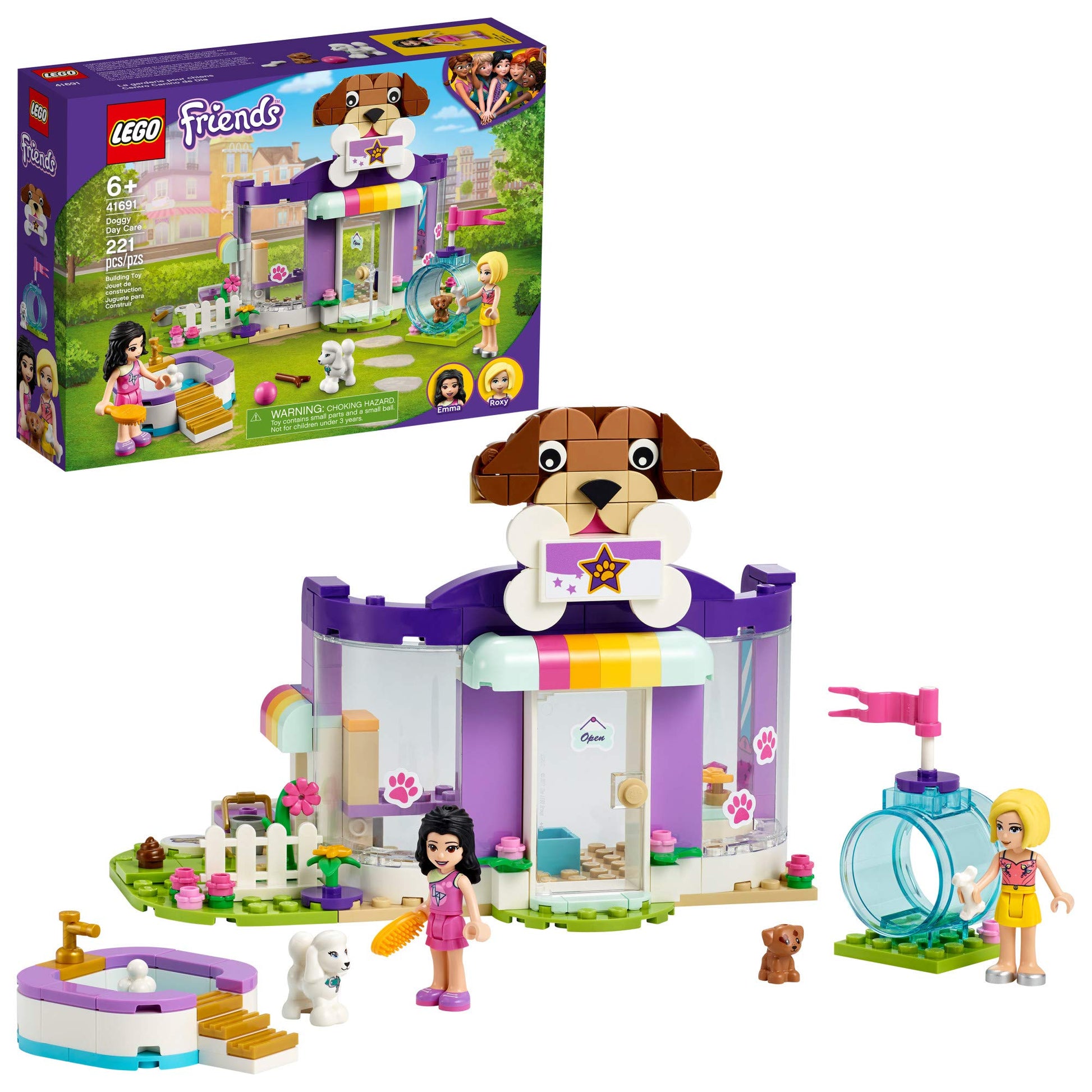 Lego Friends Doggy Day Care 41691 Building Kit; Birthday Gift For Kids, Comes With 2 Mini-Dolls And 2 Toy Dog Figures, New 2021 (221 Pieces)