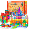 Lotmey 132PCS Magnetic Tiles with 2 Cars Deluxe Set, 3D Magnetic Building Blocks, Preschool Magnetic STEM Toys Sensory Education