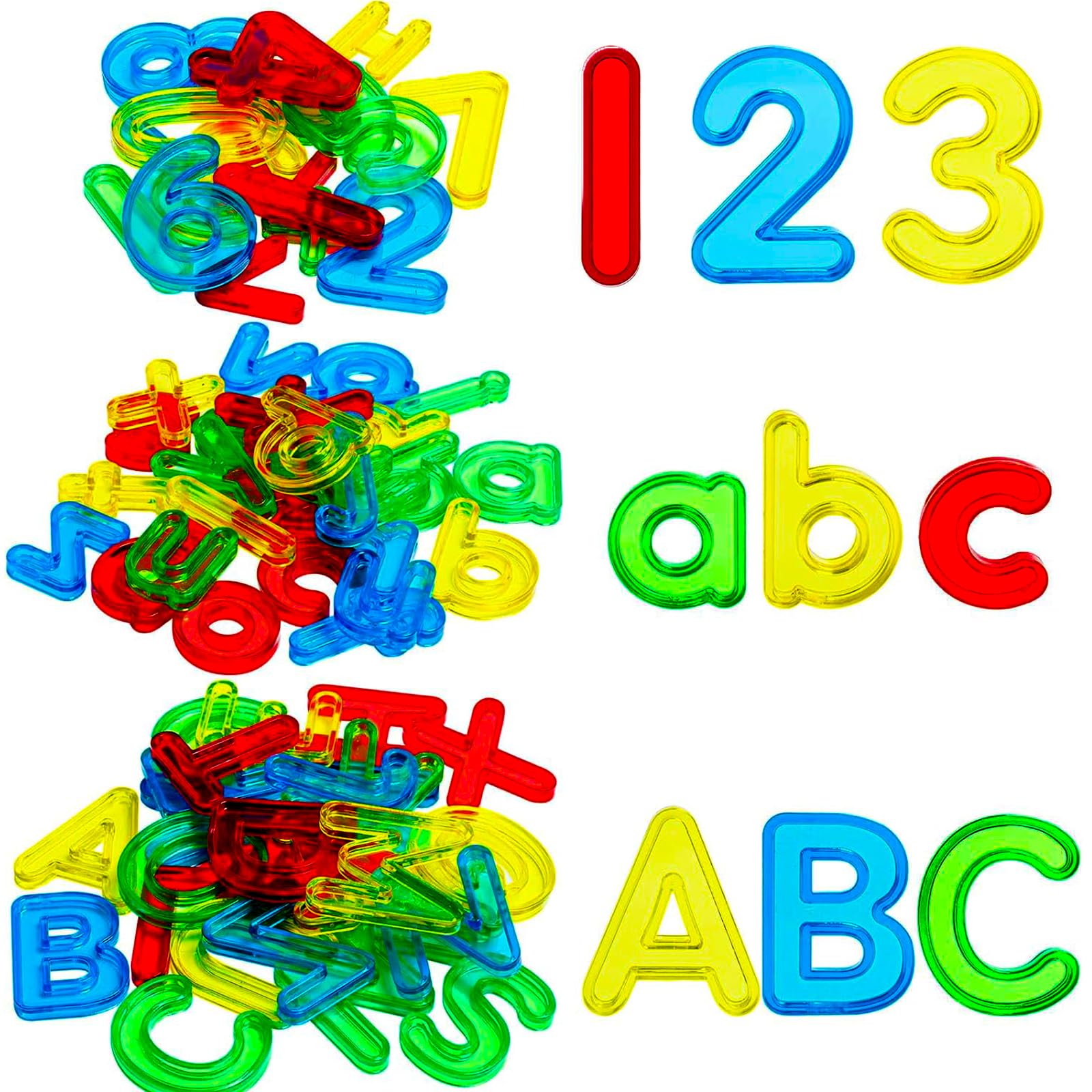 67 Pcs Plastic Practice Set Transparent Letters And Numbers Include Uppercase Letters Lowercase Letters And Numbers Colorful Plastic Letters And Numbers For Kids Counting And Spelling, Ages 3+