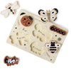 Wee Gallery Wooden Animals Tray Puzzle - Montessori Educational Toy for Kids, Rubberwood, Ages 2-4, Motor Skills Development