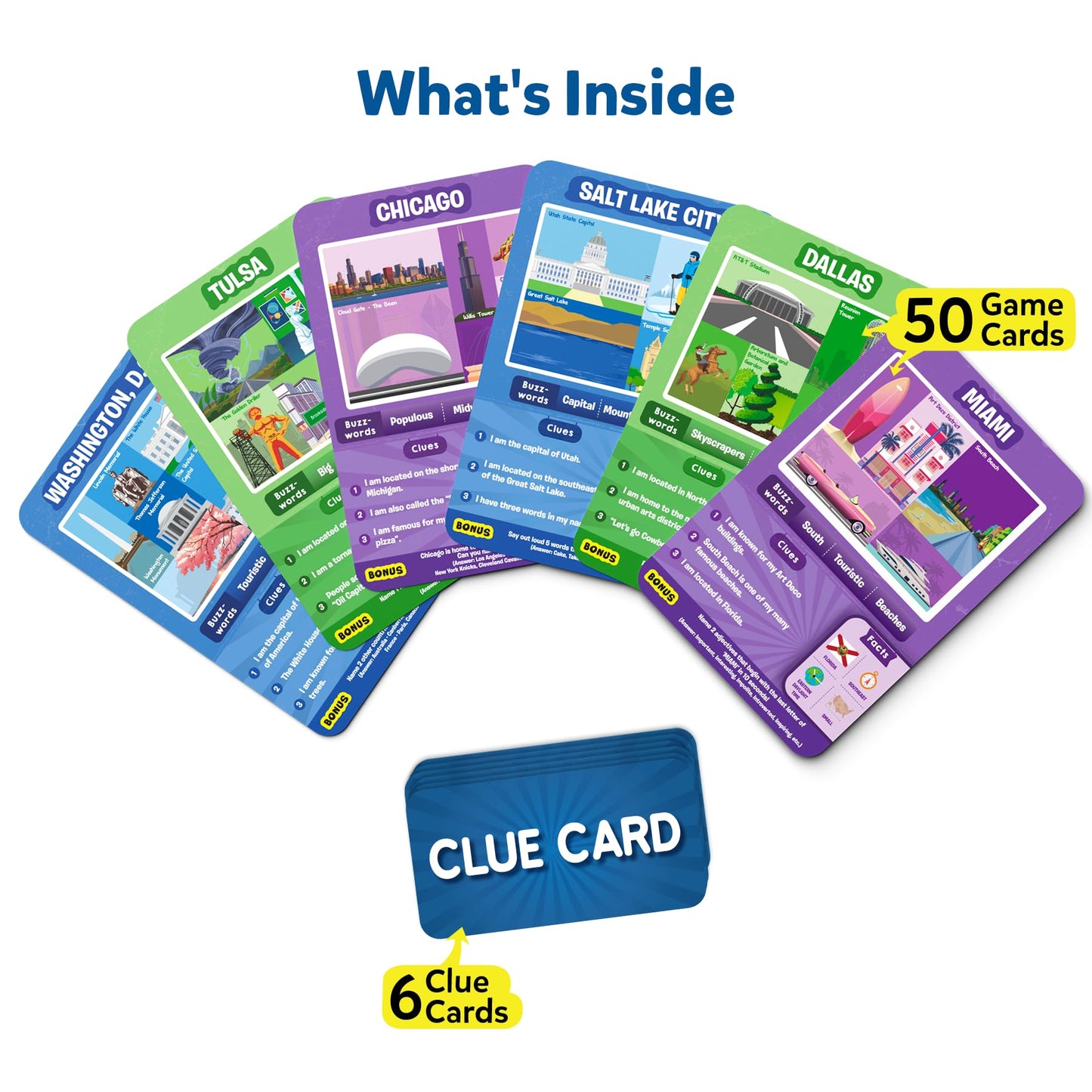 Skillmatics Guess in 10 American Cities Card Game for Kids, Ages 8+, Multicolor, Educational Fun for Families, Model SKILL537GAC