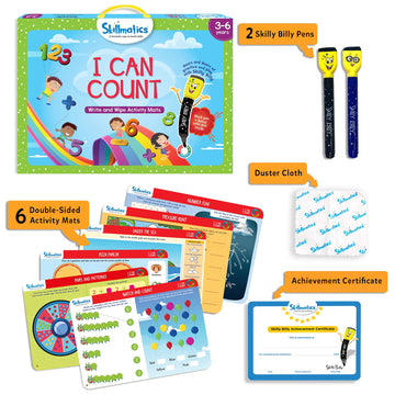 Skillmatics Educational Game - I Can Count, Reusable Activity Mats With 2 Dry Erase Markers, Gifts For Ages 3 To 6