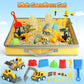 Sand Construction Site Kit - 37 Pcs Play Sand Art Kit With 8 Construction Trucks, Folding Sandbox, 2.2 Lbs Magic Sand, Crane, Wo