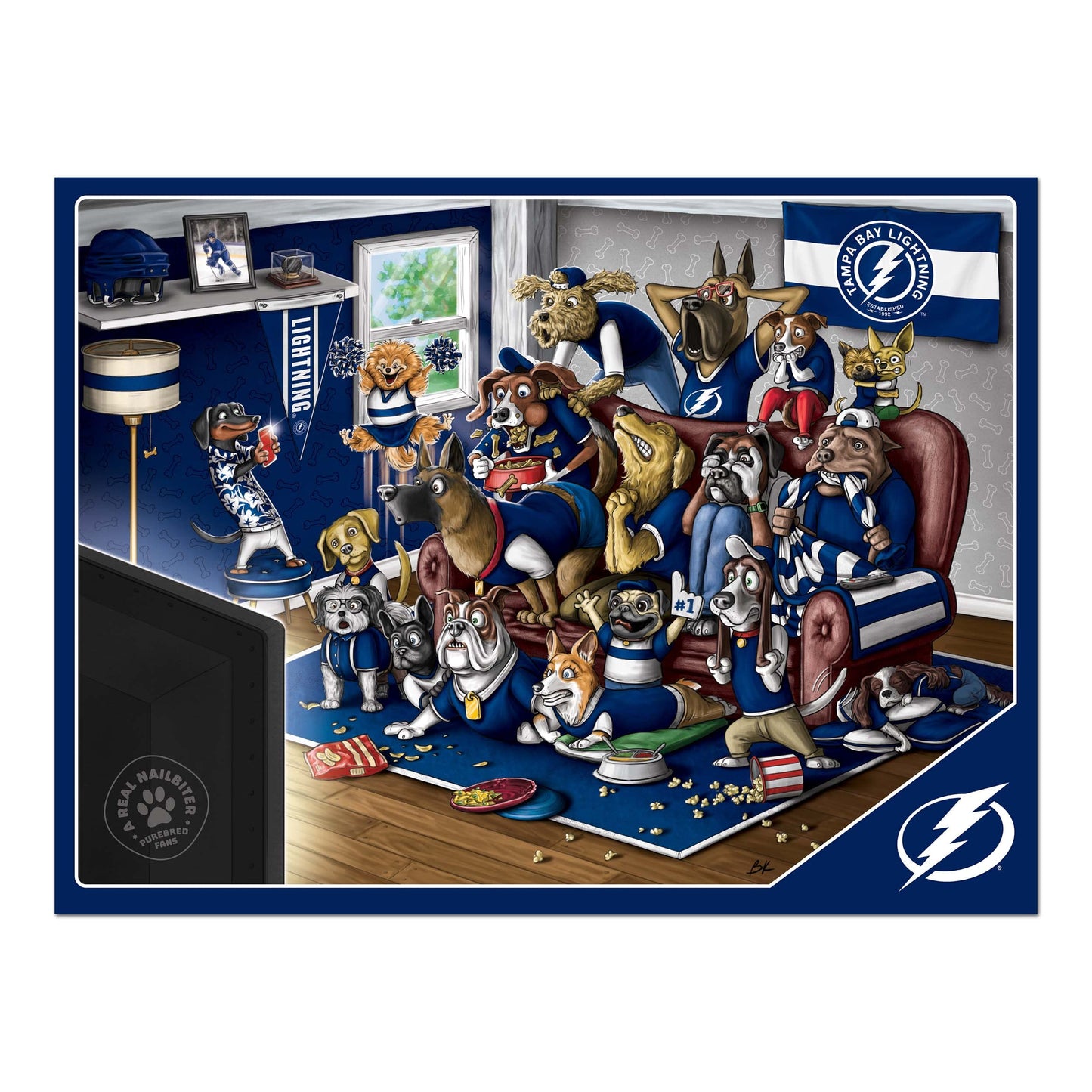 YouTheFan unisex mature-themed Tampa Bay Lightning Purebred Fans 500pc Puzzle A Real Nailbiter   Team Colors  500 Piece US