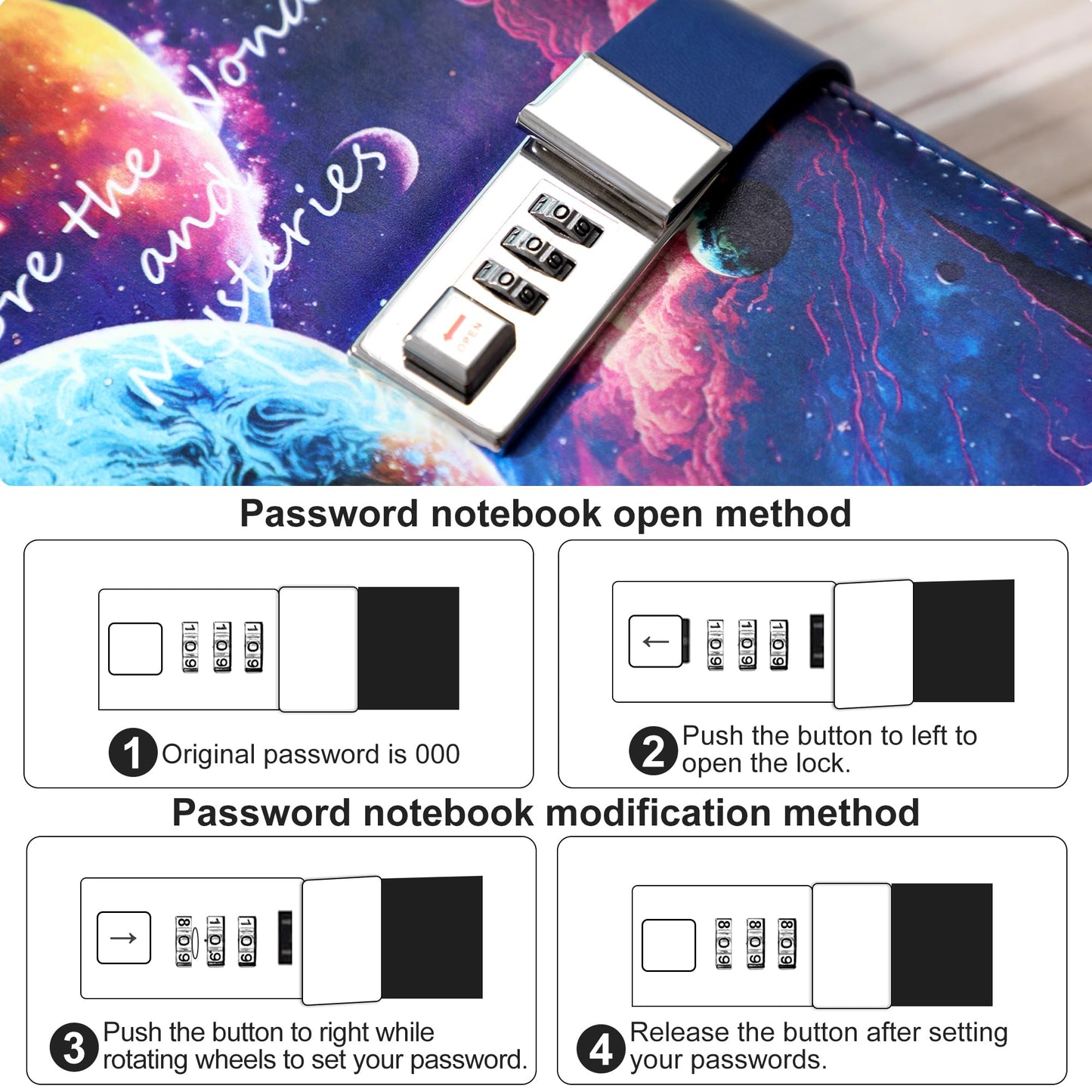 Cagie Diary With Lock For Teens Who Like Science And Exploring, Gifts For Teen Girls And Boys 12-18 Securely Guard Secrets Journal With Lock, 5.5 X 8.1 Inch Refillable Diary With Pen