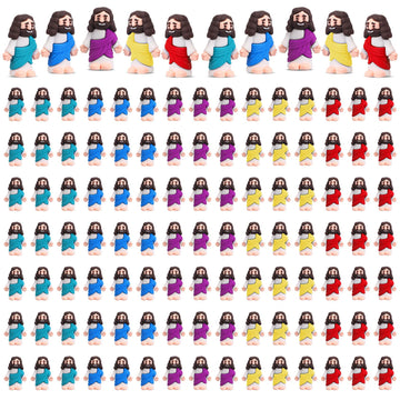 Bememo 100 Pcs Jesus Toys Original Design Mini Rubber Little Jesus Figurine To Hide And Seek Religious Party Favors Sunday Craft
