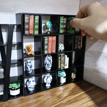 Dollhouse Vase 7 Pcs Set Miniature 1/12 Scale Blue Flower White Porcelain Vases Set  Dollhouse Decoration Accessories