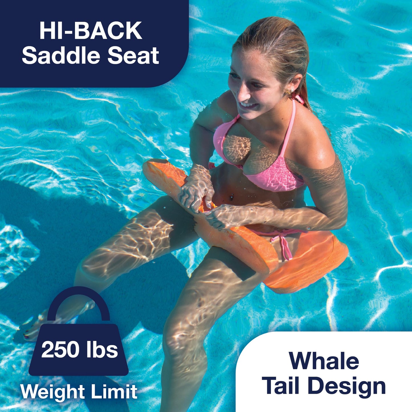 Wow Sports Water Saddle Float For Adults And Kids, 1 Person Pool Seat, Water Accessories Orange, 21'' X 20'' X 1.6''