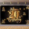 Happy 20th Birthday Backdrop Banner Step and Repeat 20 Years Old Background Decorations for Women Men Her Him Photography Party 