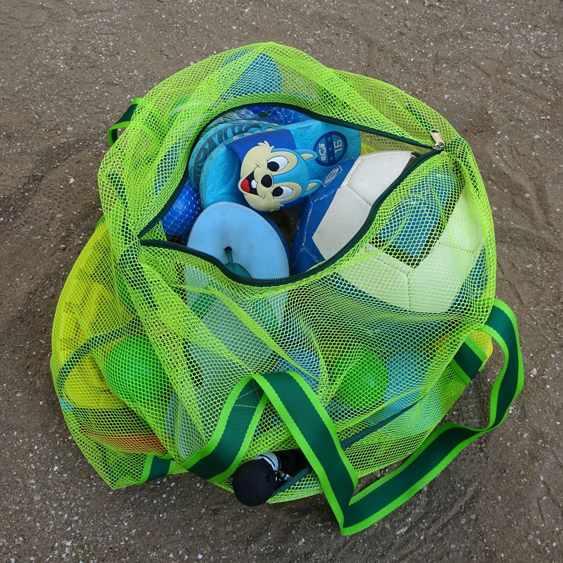 Leberna Large Beach Bag with Zipper Lightweight - Beach Toy Bag Mesh Bag for Swimming Pool Sand Toys