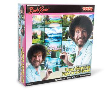 Bob Ross These Things Live Right In Your Brush Puzzle For Adults And Kids | Nature Painting 1000 Piece Jigsaw Puzzle Toy | Interactive Brain Teaser For Family Game Night | 28 X 20 Inches