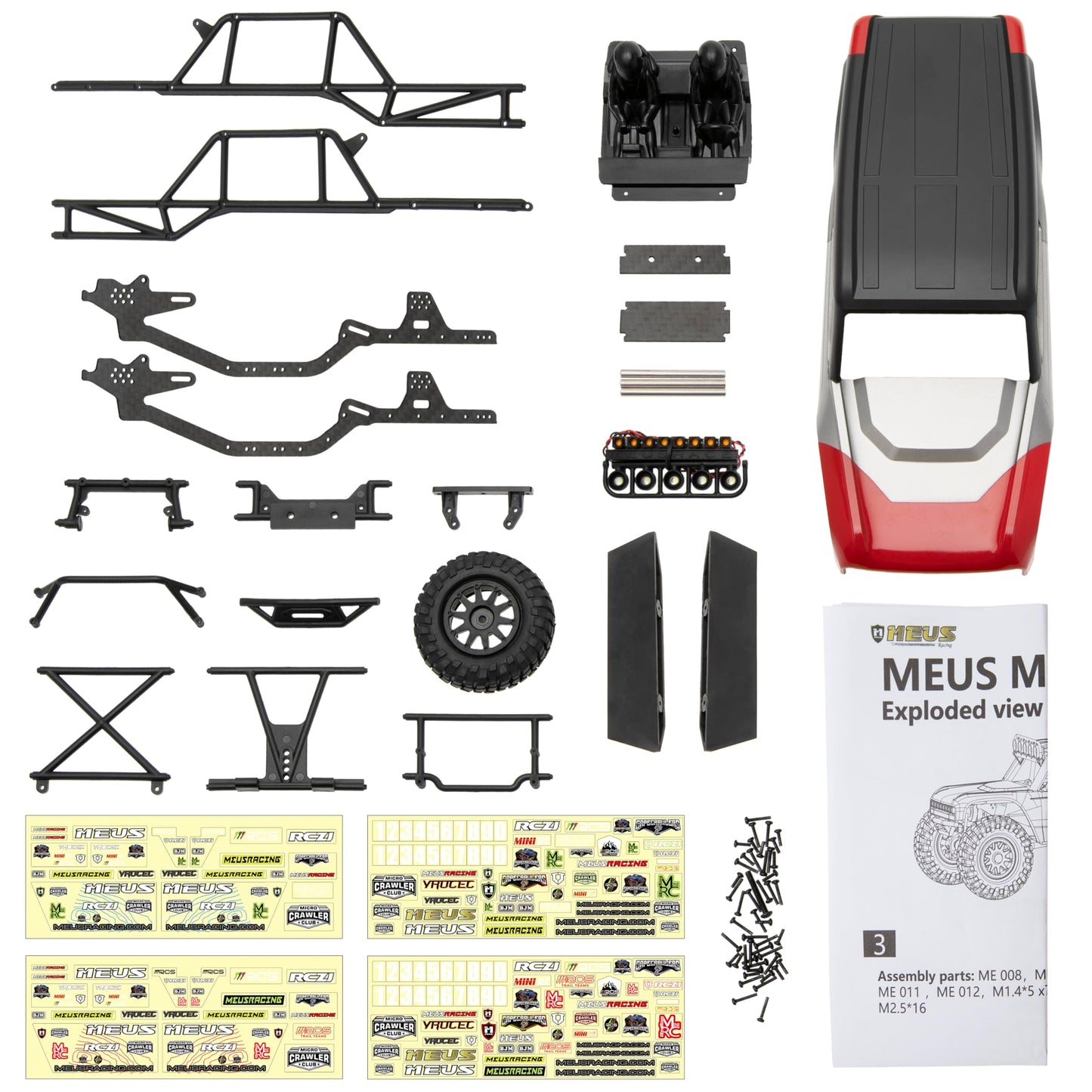 MEUS RACING SCX24 Body Shell 5.2in ABS+Nylon for 1/24 Axial Bronco JLU B-17 C10 - Red