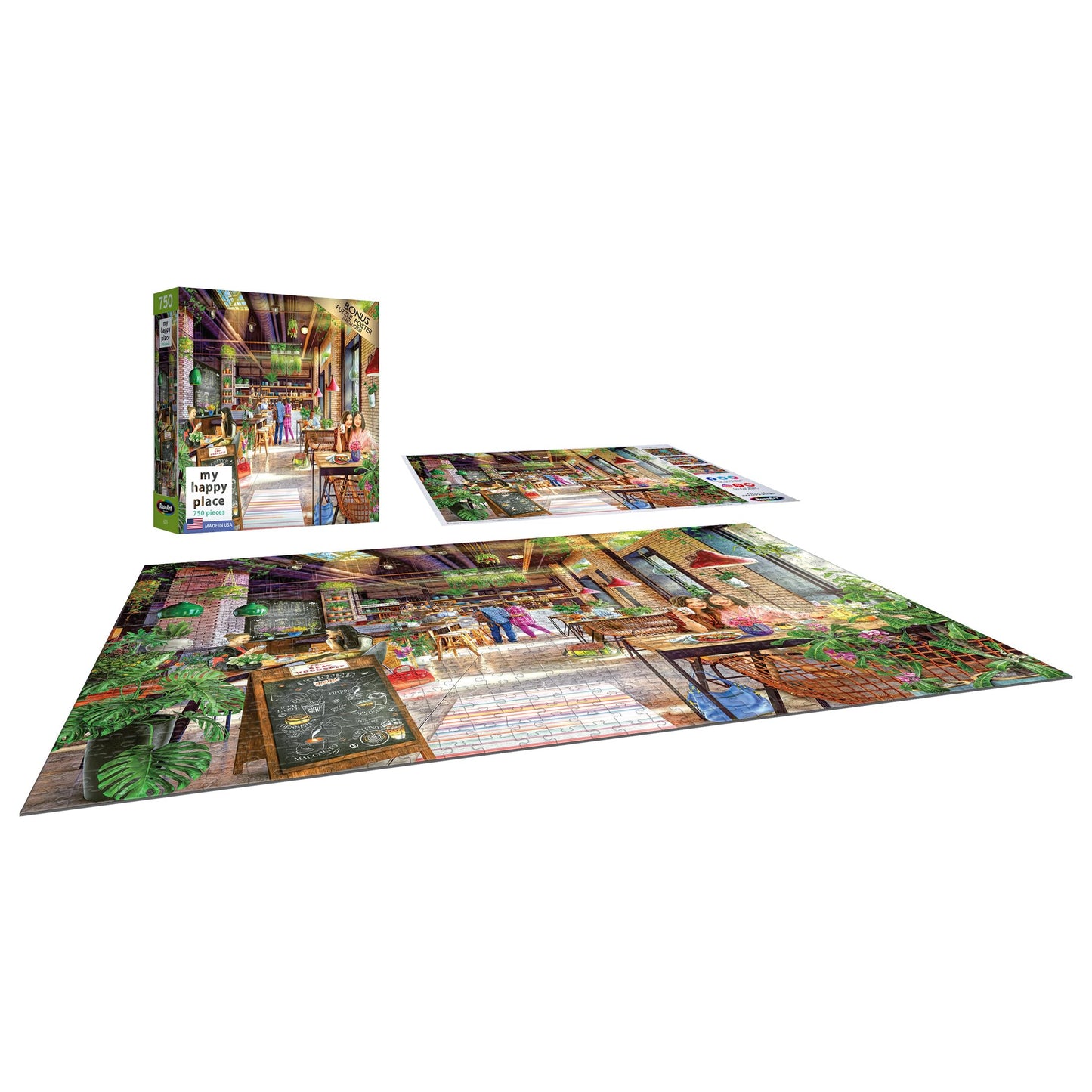 Roseart - My Happy Place - Neighborhood Cafe - 750 Piece Jigsaw Puzzle For Adults