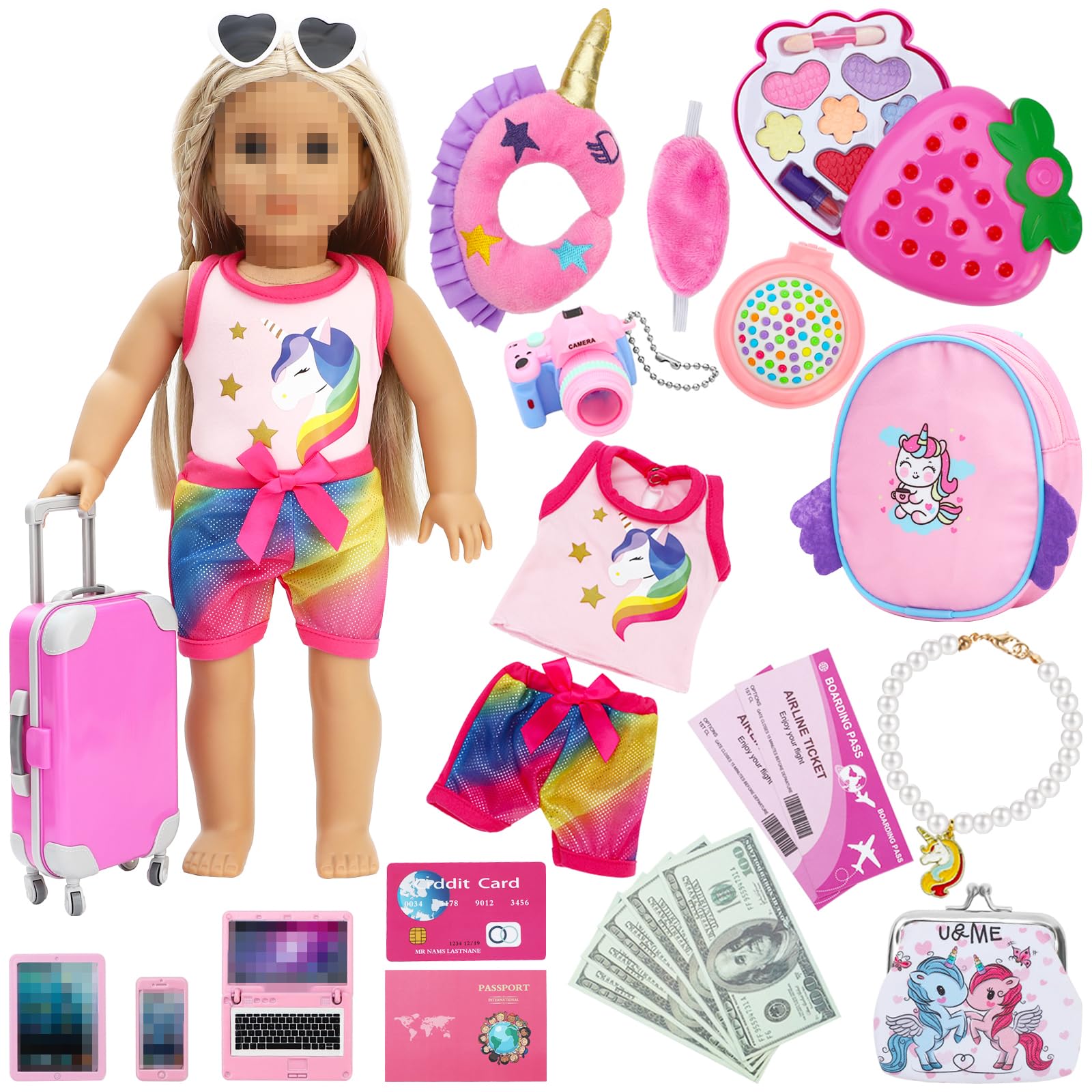 Sotogo 34 Pieces Baby Doll Care Set Dolls Feeding And Changing Accessories Set Baby Dolls Accessories In Bag, Without Doll