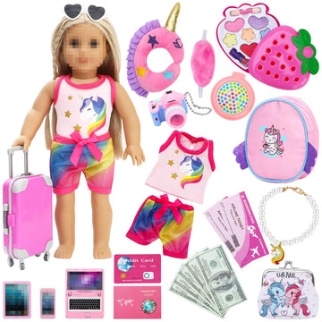 Sotogo 34 Pieces Baby Doll Care Set Dolls Feeding And Changing Accessories Set Baby Dolls Accessories In Bag, Without Doll