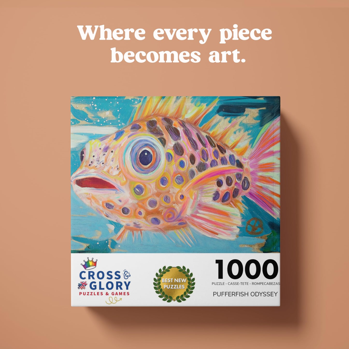 Cross & Glory - Pufferfish Odyssey: A Deep Sea Masterpiece - 1000 Piece Jigsaw Puzzle For Adults | Best New Ocean Art Puzzle | V