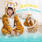 Michley Animal Hooded Romper Kids Flannel Halloween Pajamas Onesie 3-12T For Autumn Winter, Tiger, 7-8T, Size120