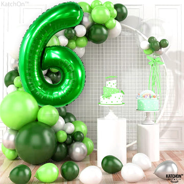 Katchon, Giant Dark Green Number 6 Balloon - 40 Inch | 6Th Birthday Balloon For 6Th Birthday Decorations | 6 Balloons For Birthday | Six Balloon Number | 6 Year Old Balloon For 6 Year Decorations