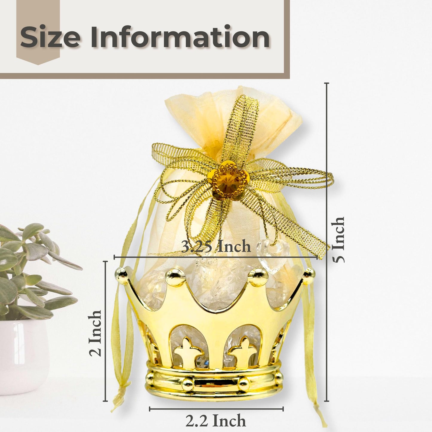 JC HUMMINGBIRD JCHB12 Pieces Fillable Gold Crown with Flower Pouch Party Favors