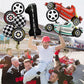 Number 1 Race Car Balloons, 43 Inch Race Car Party Decorations, Wheel Tire Balloons, Black And White Checkered Foil Balloons, Ca