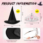 Tarpop 12 Pcs Witch Hat and Princess Crown Set, Royal Queen Crown and Black Wizard Hats for Pink Green Party Decor favor Gift(Cu