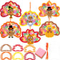 Ceiba Tree 24Pcs Thanksgiving Suncatcher Crafts for Kids Turkey Fall Craft with Turkey Cutouts and Tissue Paper Autumn DIY Windo