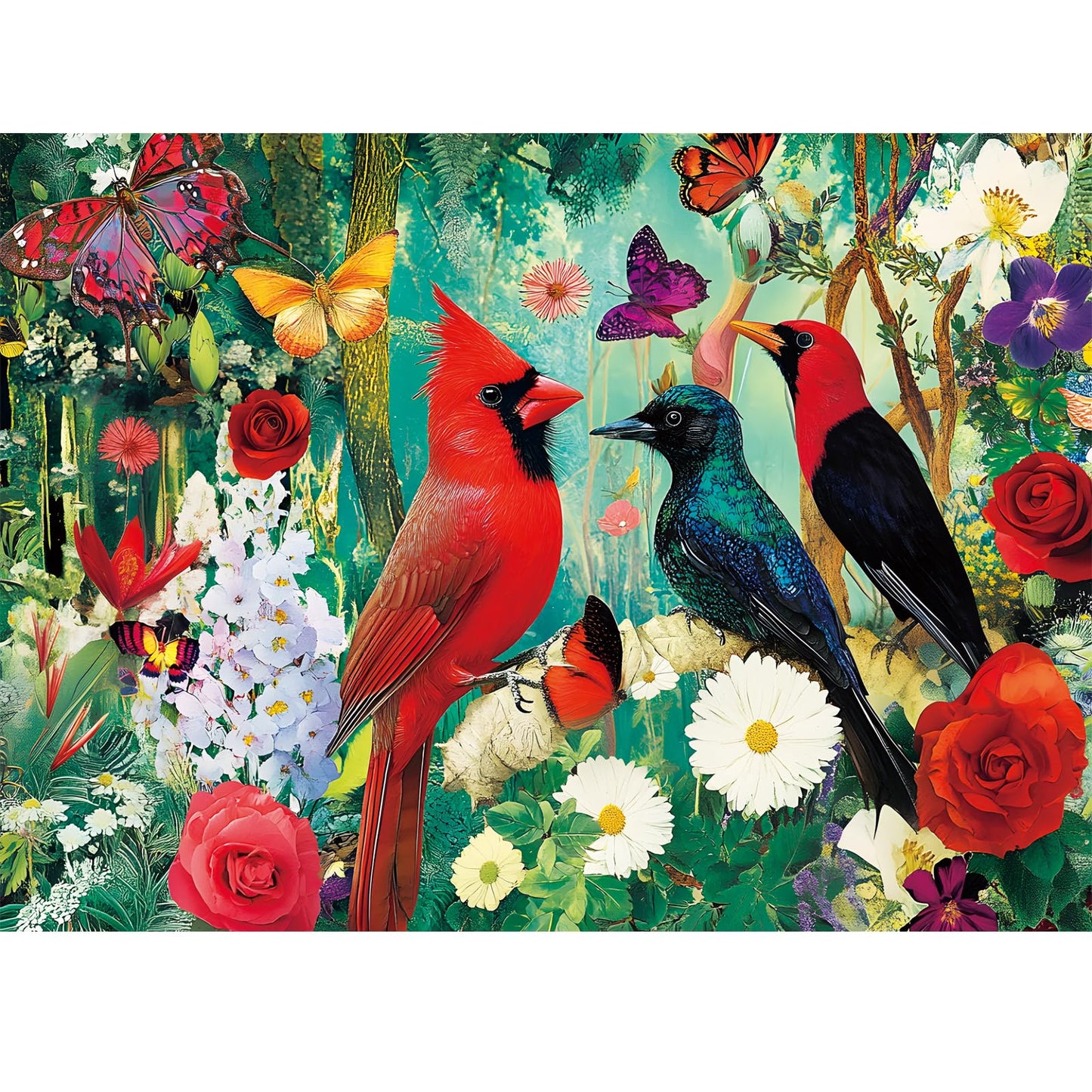 Puzzles 300 Pieces for mature-themeds  300 Piece Bird Garden mature-themed Puzzles Jigsaw Puzzle  Recycled Cardboard Puzzle Game  Family Activity Night  Great Gift Toy for Family  Friends  Kids  20.5 * 15 Inch