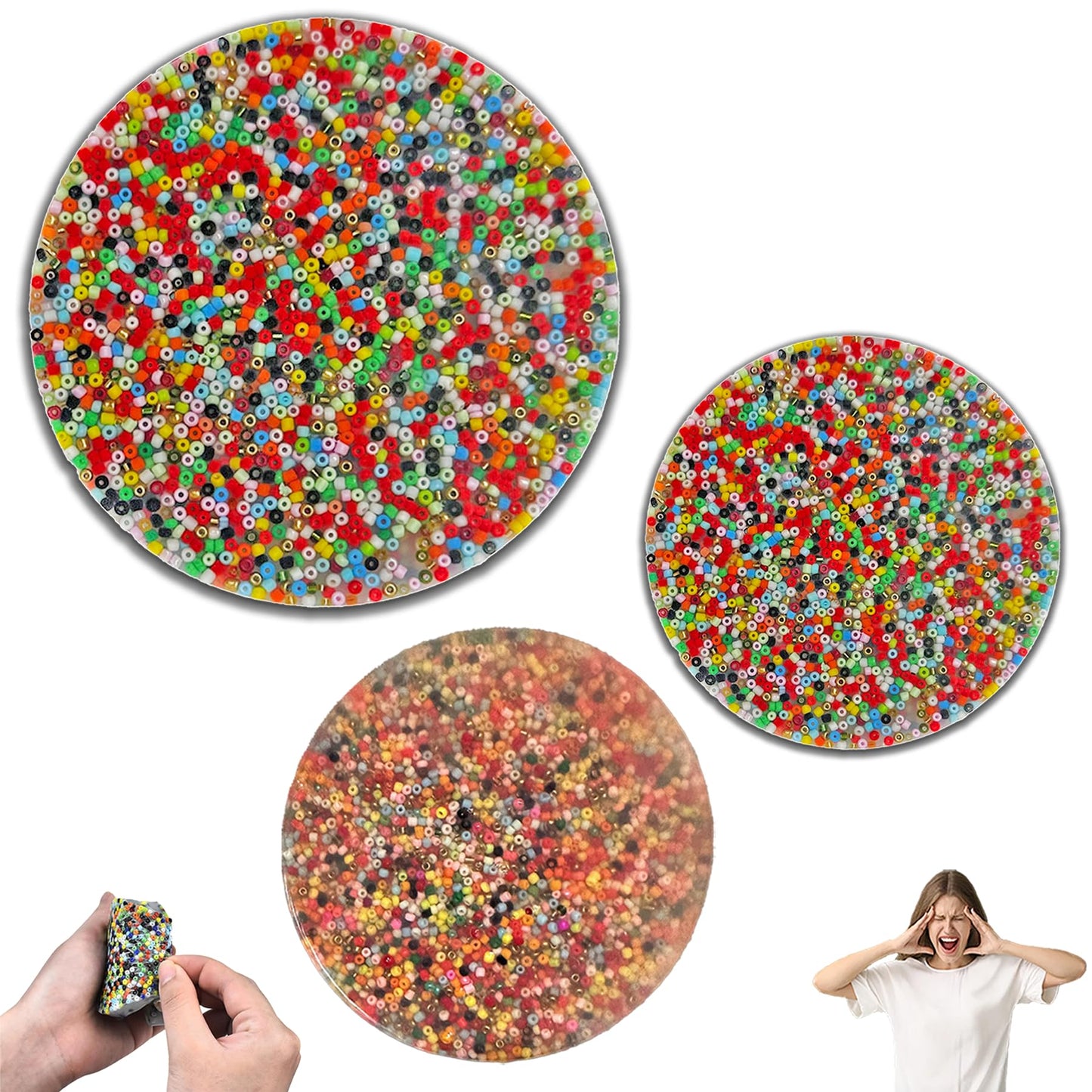 2Pcs Big Picky Pad Skin Picking Fidget Toy, 4'' Silicone Picking Fidget Pad Reusable More Beads Trichotillomania Toys For Skin P