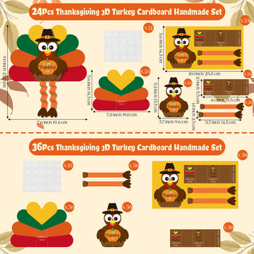 WATINC Thanksgiving Turkey Craft Kit, DIY 3D Thankful Turkey Assembly Kit for Kids Classroom, Autumn Party Favors Fall Harvest H