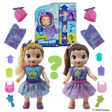 Baby Alive Baby Grows Up (Dreamy) - Shining Skylar Or Star Dreamer, Growing And Talking Baby Doll, Toy With 1 Surprise Doll And 8 Accessories, Blue