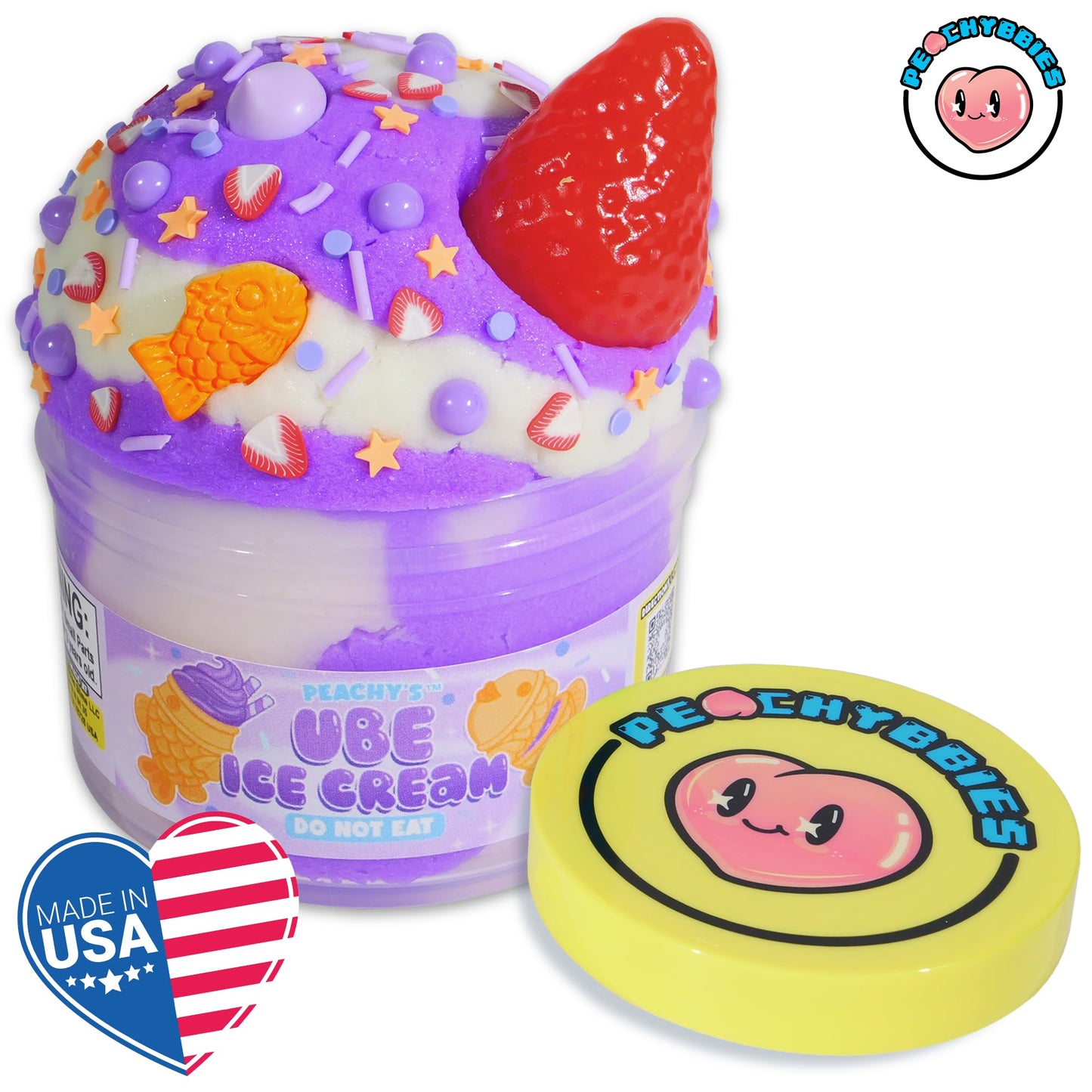 Peachybbies Ube Ice Cream Cloud Slime - Made in USA enhanced  100% Authentic  7 oz  Scented for Kids  ASMR  Slime Charms  Fidget Toys