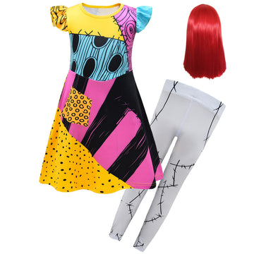 Szytypyl Sally Costume For Girls, Kids Toddler Halloween Christmas Sally Costumes With Wig And Tights