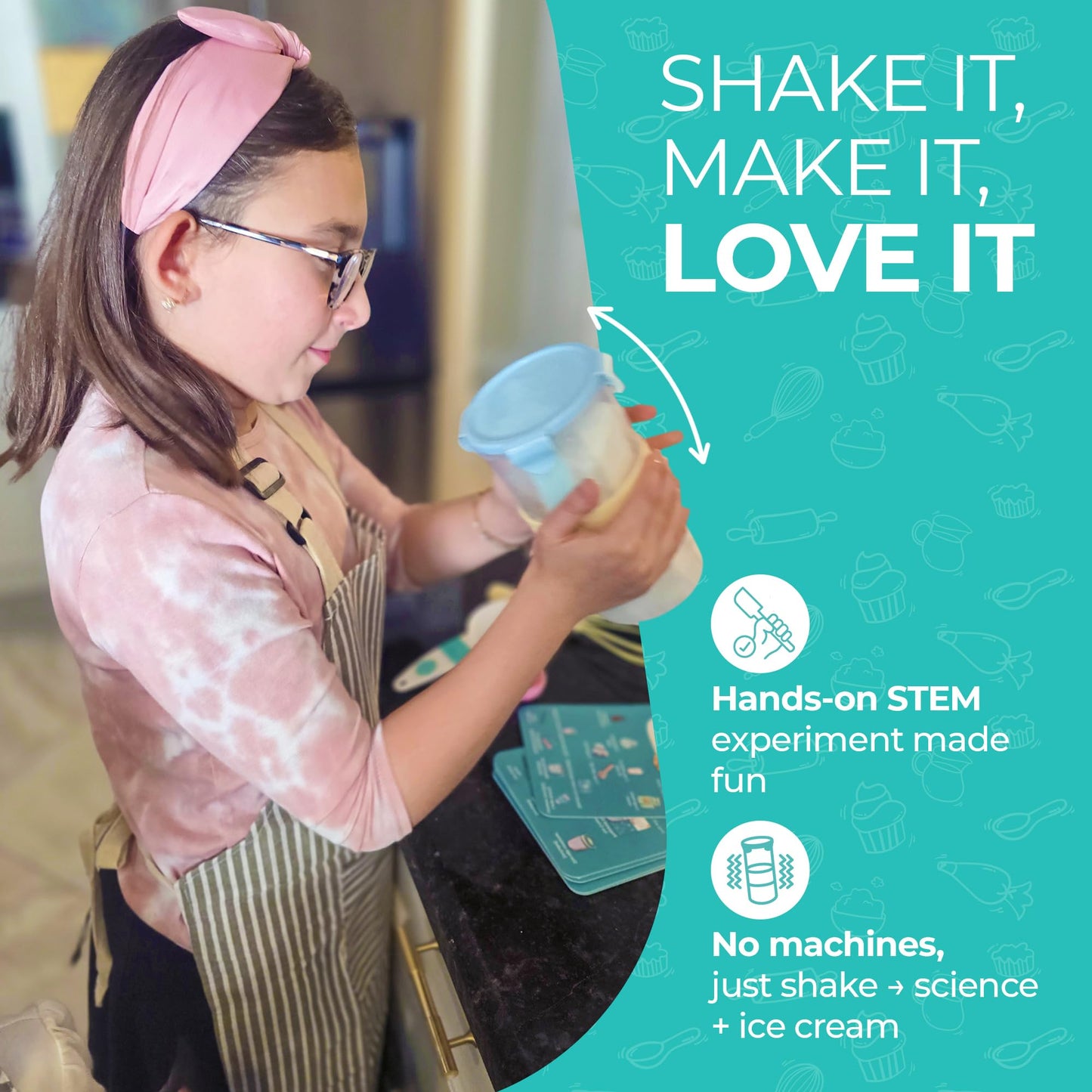 TOVLA JR. Kids Ice Cream Science Kit | STEM Learning Activity | Ages 5-12 | Child-size | Pastel Colors | Model A93