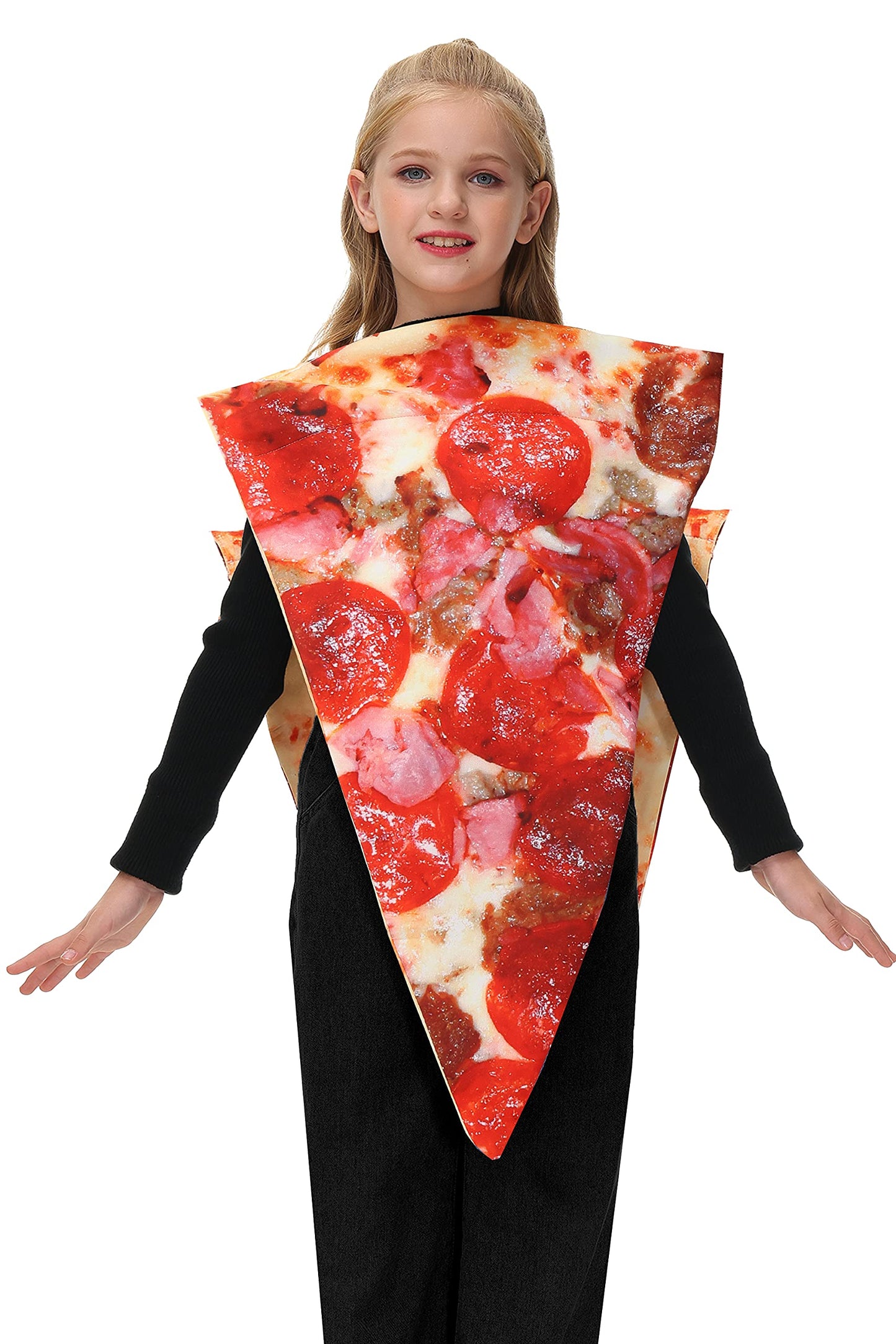 Aobute Boys Pizza Costume 3D Print Unisex Kids Pizza Slice Girls Halloween Funny Food Costume 11-13 Years